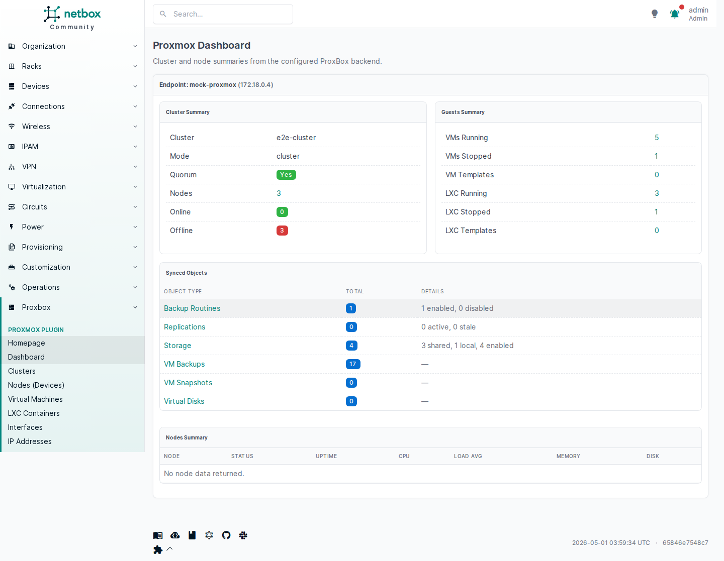 Proxbox operational dashboard